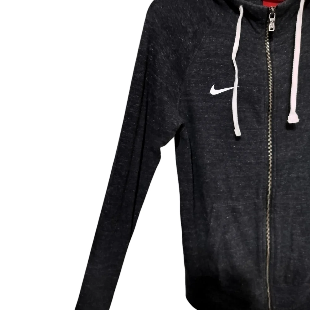 3026) Vintage NIKE Women Gray Full Zip Training Hoodie Size XS